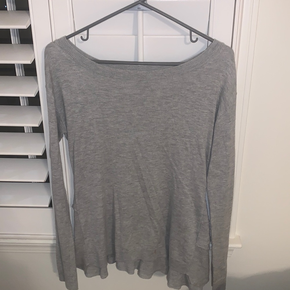 Grey ruffle back sweater